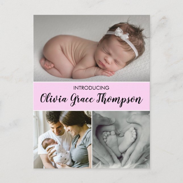 "Rose précieux : Baby Girl Faire-part de naissance (Devant)