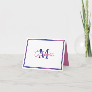 Rose Prépa et Bleu Marine Monogramme Simple