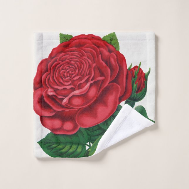 Rose Print Rochester Lithographing and Printing Co Badhandtuch Set (Waschlappen)