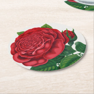 Rose Print Rochester Lithographing and Printing Co Runder Pappuntersetzer