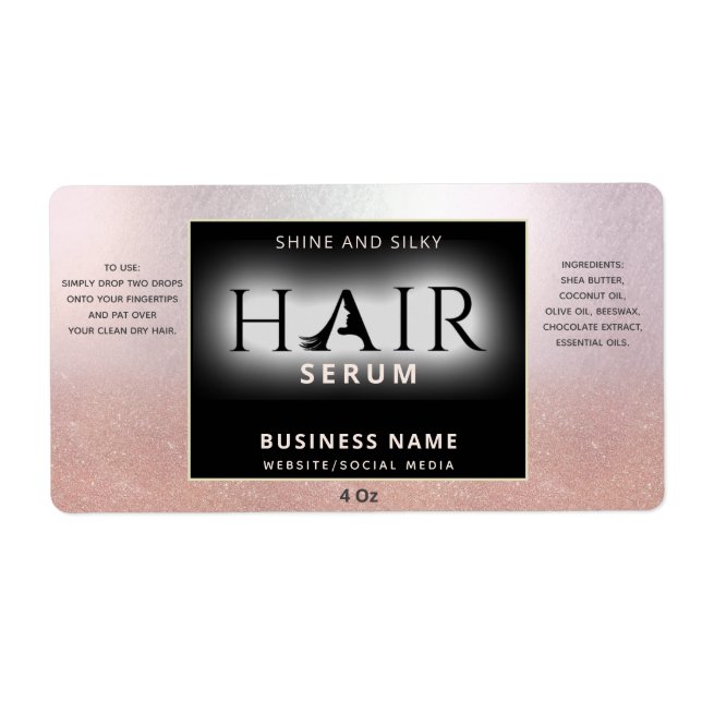 Rose professionnel or ombre HAIR sérum étiquette (Devant)
