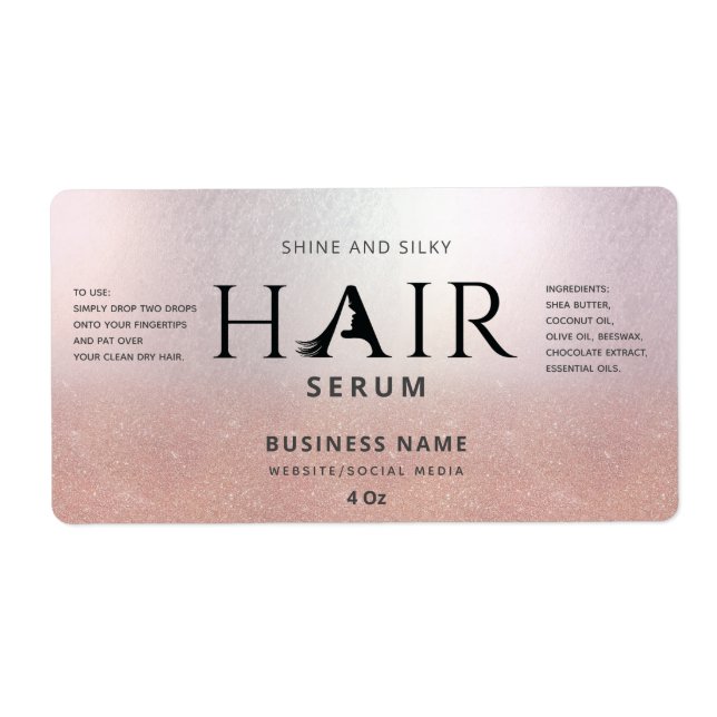 Rose professionnel or ombre HAIR sérum étiquette (Devant)
