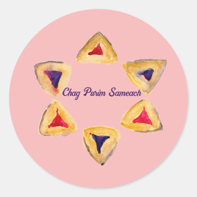 Rosé Purim Hamantaschen Runder Aufkleber (Vorderseite)