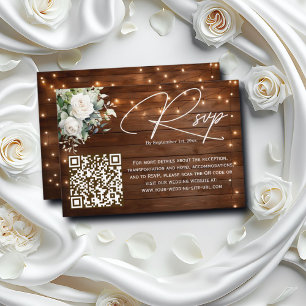 Rose QR-Code-Hochzeitsstiftung RSVP Karte