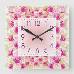 Rose Quadratische Wanduhr