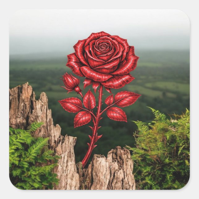 Rose  quadratischer aufkleber (Vorderseite)