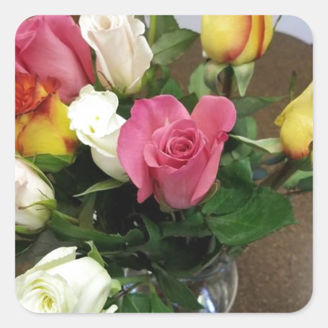 Rose Quadratischer Aufkleber (Vorderseite)