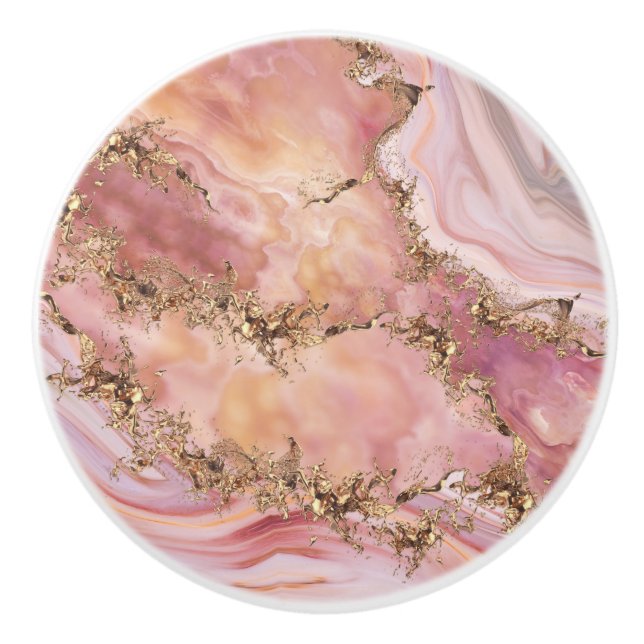 Rose quartz and pastel pink marble keramikknauf (Vorderseite)