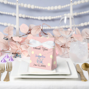 Rose Quartz Blue Cream Polka Dots Wedding Geschenkschachtel