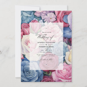 Rose Quartz, Dusty Blue, Pink und Cream Wedding Einladung