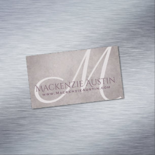 Rose Quartz Matte   Dusty Mauve Pink Monogram Magnetische Visitenkarte