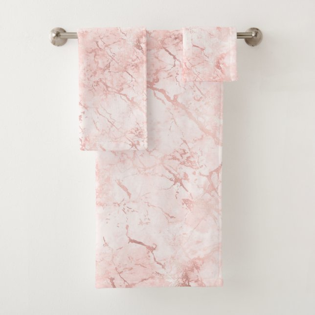 Rose Quartz Pink Girly Pattern Chic Badhandtuch Set (Insitu)