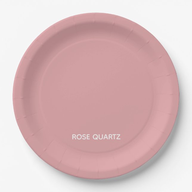 Rose Quartz rosa Farbname Pappteller (Vorderseite)