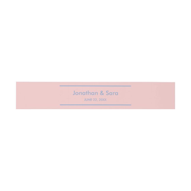 Rose Quartz und Blau, elegante Personalisierte Hoc Einladungsbanderole (Flach)