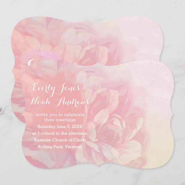 Rose Quartz und Lavender Watercolor Wedding Einladung (Vorne/Hinten)