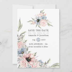 Rose Quartz und Serenity Blumenhochzeit Save The Date