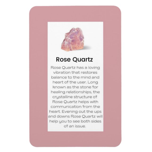 Rose Quarz Kristallbedeutung Schmucksignatur Magnet (Vertikal)