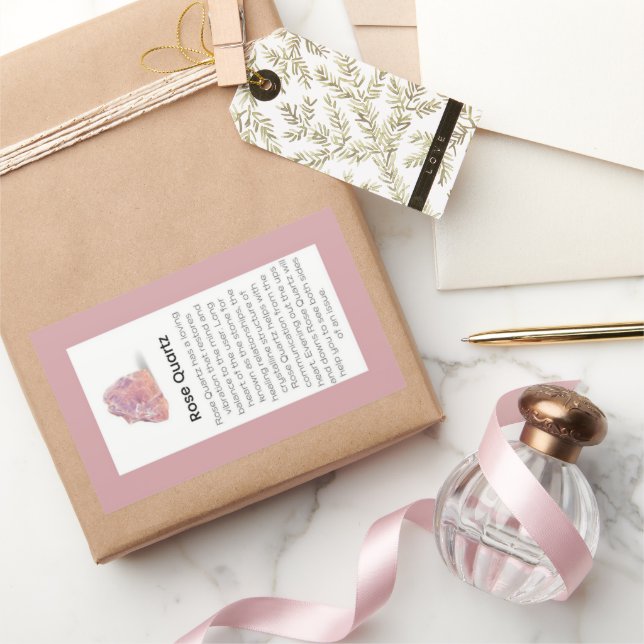 Rose Quarz Kristallleuchten Schmuckverpackung Rechteckiger Aufkleber (Schenken)