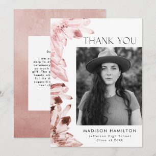 Rose Quarz Wasserfarben Kristalle Foto Abschluss Dankeskarte