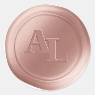 Rose Quarz Wax Siegel Monogram Wedding Stickers