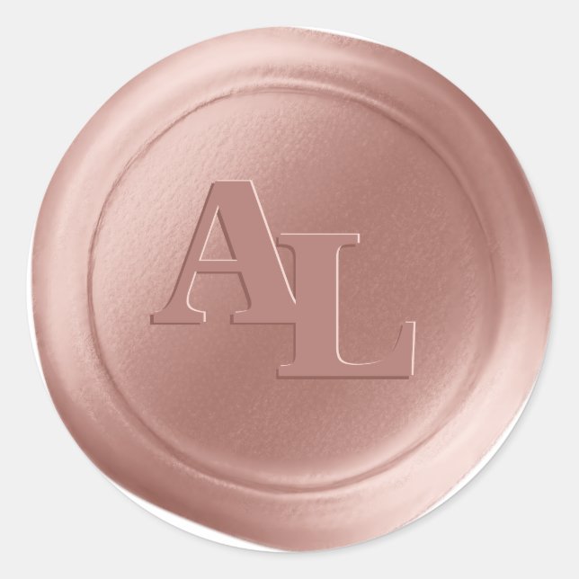 Rose Quarz Wax Siegel Monogram Wedding Stickers (Vorderseite)