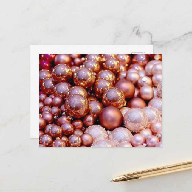 Rose Quarz Weihnachten Postkarte (Vorderseite/Rückseite Beispiel)
