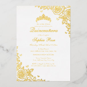 Rose Quinceanera Geburtstag Folieneinladung