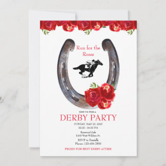 Rose Race Horse Derby Party Einladung