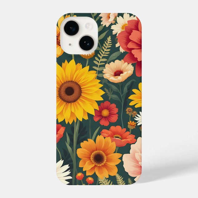 Rose Radiation: Elegante Blume Telefonabdeckung iPhone 14 Hülle (Rückseite)