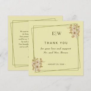 Rose-Rahmen - Mongram, Celestial Yellow Wedding Dankeskarte