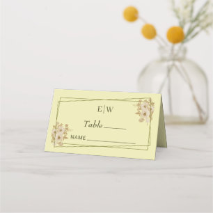Rose-Rahmen - Mongram, Celestial Yellow Wedding Platzkarte