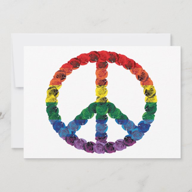 Rose Rainbow Flag Friedenszeichen Einladung (Rückseite)