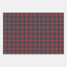 Rose Red Blue Black Plaid Tartan Geschenkpapier Set