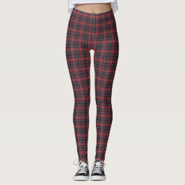Rose Red Blue Black Plaid Tartan Leggings