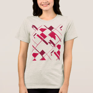 Rose Red Burgund Crisscross Abstrakte Kunst drucke Tri-Blend Shirt