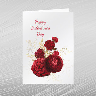 Rose Red Gold Bouquet Floral Valentine Feiertagskarte