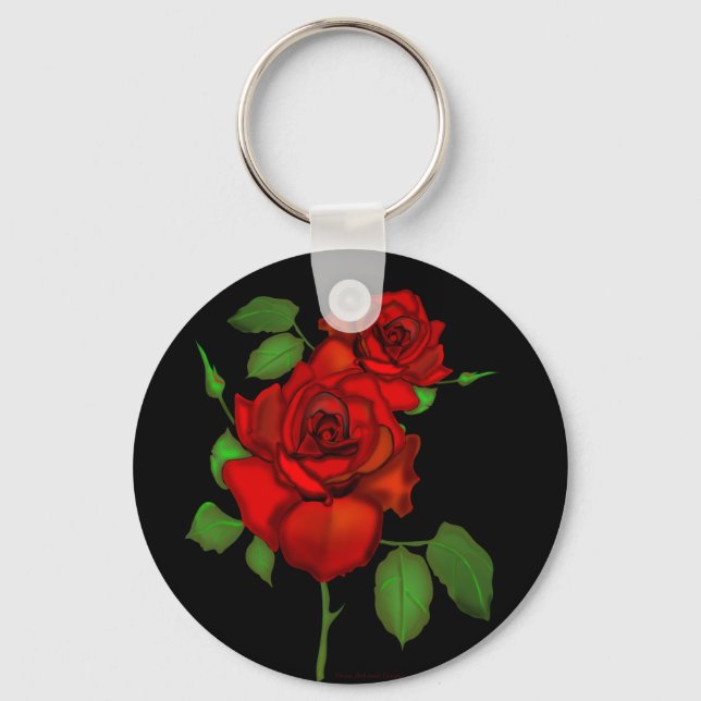Rose Red Illustration Schlüsselanhänger (Vorderseite)