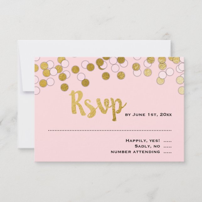 Rose | Réponse du Bat mitzvah Gold Confetti RSVP (Devant)