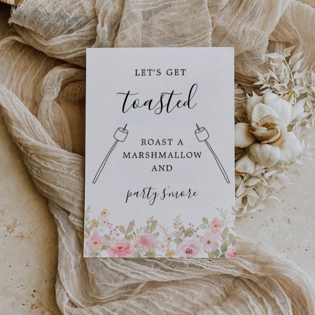 Rose Roast a Marshmallow und Party S'more Bar Sign Einladung (Rose Roast a Marshmallow and Party S'more Bar Sign Invitation)