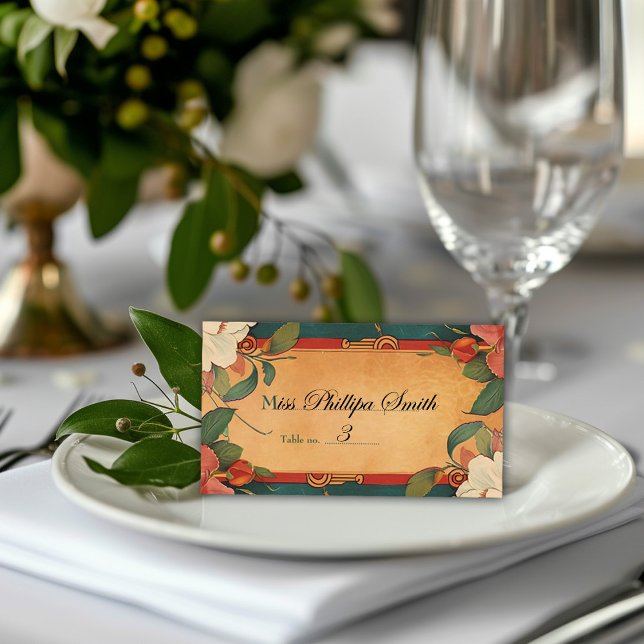🌹 Rose Romantik: Jugendstil-Plendor Platzkarte ( Rose Romance: Art Nouveau Splendor collection - customizable place card)