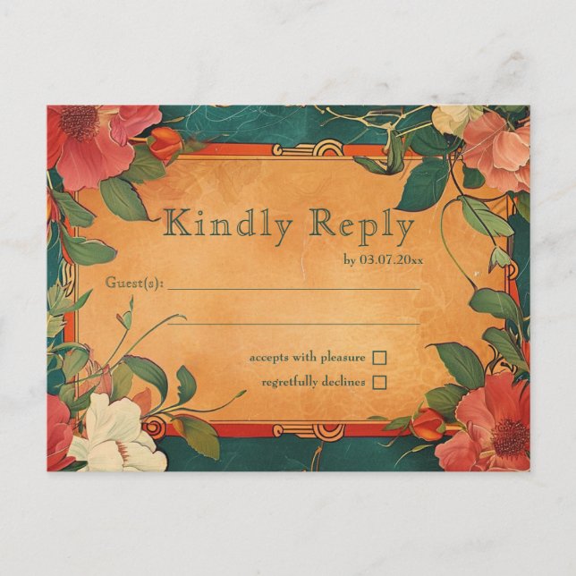 🌹 Rose Romantik: Jugendstil-Plendor Postkarte (Vorderseite)