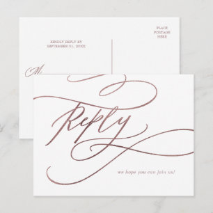 Rose romantique Gold Calligraphie Menu Choix RSVP