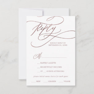 Rose romantique Gold Calligraphie Menu Choix RSVP