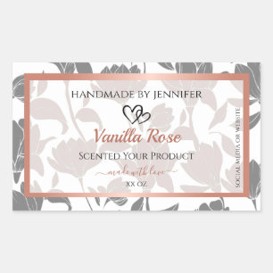 Rose romantique Or et gris Floral Étiquettes de pr