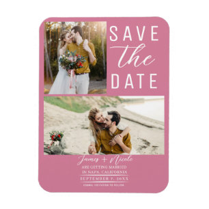 Rose Rosa 2 Fotos Save the Date Hochzeit Magnet