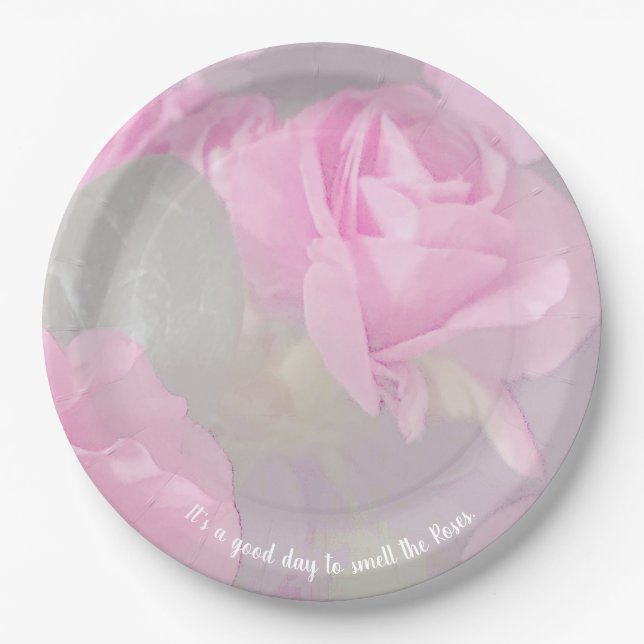 Rose Rosa Abstrakte Papierplatte Pappteller (Vorderseite)