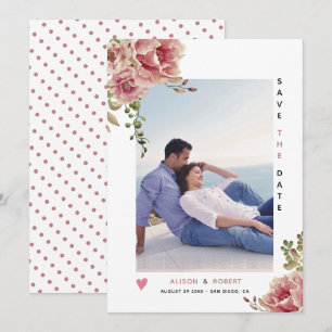 Rose rosa Aquarellfarben Blume Foto Save The Date