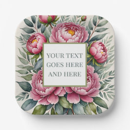 Rose Rosa Aquarellfarben-Blume Pappteller