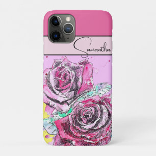 Rose Rosa Aquarellfarben Rose Blume Tel. Case-Mate iPhone Hülle