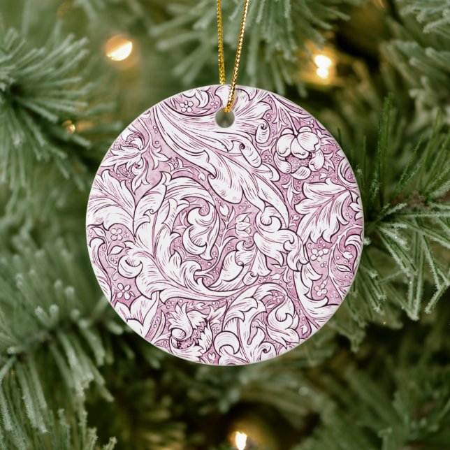 Rose Rosa Barock Verzierte Foliage Keramik Ornament (Baum)
